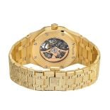 Audemars Piguet Royal Oak 15412BA, Double Balance Wheel, Frosted 18K Yellow Gold, Rainbow Bezel, Openworked Dial, 41 mm - Image 2