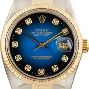 Rolex Datejust 36 Ref 16013 Blue Vignette Diamond Dial