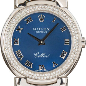 Ladies Rolex Cellini White Gold 6671 Blue Dial (1)