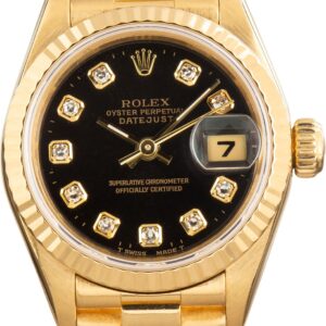 Ladies Rolex Datejust 69178 Black Diamond Dial