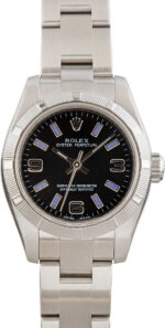 Ladies Rolex Oyster Perpetual 26 Black Dial 176210 Stainless Steel (4)