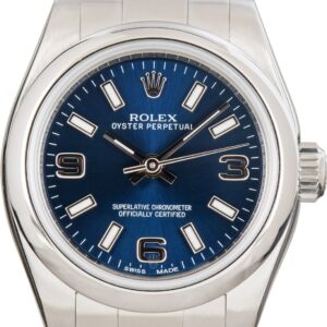 Ladies Rolex Oyster Perpetual 26 Stainless Steel 176200 Blue Dial