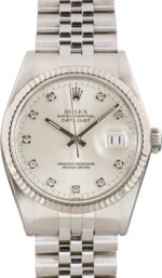 Rolex Datejust Ref 16014 Silver Diamond Dial