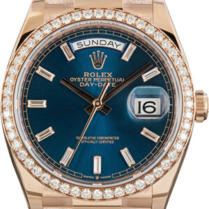 Rolex Day-Date 36 Blue Green Dial 128345 18k Everose Gold (2)