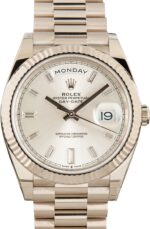 Rolex Day-Date 40 Ref 228239 Silver Diamond Dial