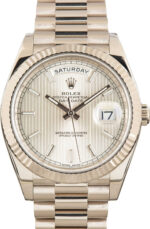 Rolex Day-Date 40 Ref 228239 Silver Tapestry Dial