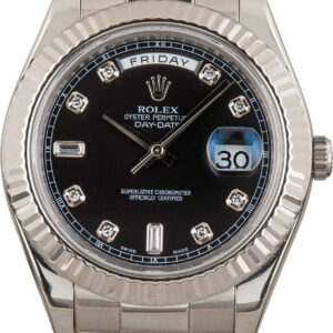 Rolex Day-Date II White Gold 218239 Black Diamond Dial