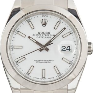 Rolex Datejust 41 Ref 126300 White Index Dial